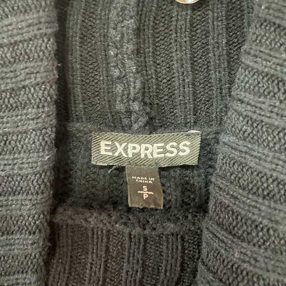 Express Black Knit Asymmetrical Hi Low Hem Turtleneck Sweater Sz S - Picture 3 of 6
